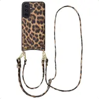 Selencia Nova Telefoonhoes met Koord en Pashouder voor de Samsung Galaxy A37 (5G) - Leopard