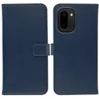 Selencia Echt Leren Bookcase voor de OnePlus 15R - Donkerblauw