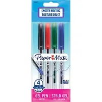 Papermate -gelpennen | Gladde naaldpunt (0,5 mm) | zwarte, blauwe, rode en groene inkt | 4 stuks