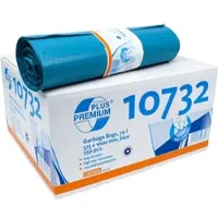Deiss PREMIUM PLUS afvalzakken, gerecycled LDPE, scheurvast, B 575 x H 1000 mm, 70 liter, 31 µm, blauw, 250 stuks