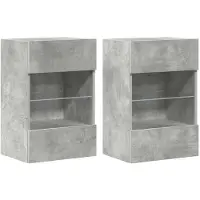 vidaXL Wandkasten met LED-verlichting voor tv 2 st 40x30x60,5 cm betongrijs