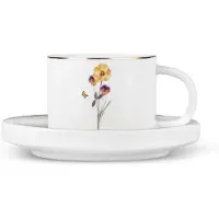 Karaca Valencia Koffiekopjesset 12-delig - 6 Personen - 80 ml - Espresso & Turkse Koffie - Kopjes met Schotels
