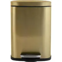 Spirella Badkamer Prullenbak met Pedal Model Akira - Hoogwaardige RVS - Stille Sluiting Easy-Close - Kleur Geborsteld Goud - 5L - Badkameraccessoires