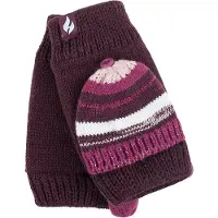Heat Holder - Thermisch gebreide convertorhandschoen voor dames - Bordeaux