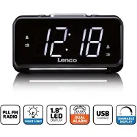 Lenco CR‑28BK – Wekkerradio met Handmatige Dimmer en Nachtverlichting