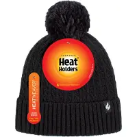 Heat Holder - Thermische muts voor dames met pompon - Zwart