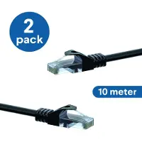 Dsit CAT6 UTP patchkabel - 10 meter zwart - CCA - 2 stuks - netwerkkabel - internetkabel - UTP kabel - RJ45 - 1000 mbit/s