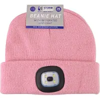 Sock Snob Led-muts voor dames | Dames gebreide oplaadbare muts | Wintermuts met hoofdlamp - Roze