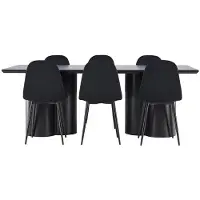 Ebuy24 Olivia eethoek tafel 100x210cm en 6 velours stoelen zwart.