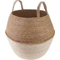 vidaXL Plantenpot met handvatten Wit Ø 32 x 32 cm 100% Zeegras