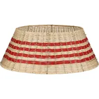 Mica Decorations Christmas Tree Skirt - H25 x Ø60 cm - Rattan - Beige, Red