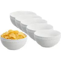 Vessia Snackschaaltjes - wit - 8x stuks - D16 cm - keramiek - chips / nootjes - 600 ml