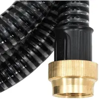 vidaXL - Zuigslang - met - messing - koppelingen - 1,1'' - 10 - m - PVC - zwart