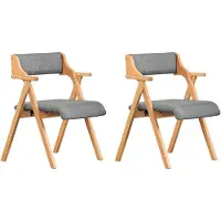 SoBuy Lot de 2 chaises pliantes grises en hêtre