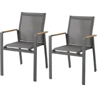 Axi Alva Aluminium Tuinstoelen Antraciet/teak – Set 2 stuks