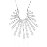 Cavill - 925 Sterling Zilveren Halsketting met 2,553 ct Cambodja Zirkonia - Geplateerd - Halve Maan Hanger - Lichtgewicht Modern Sieraad