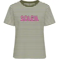 ONLY onlamira s/s reg stripe tee cs jrs 15393602 cloud dancer sphagnum
