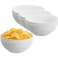 Vessia Snackschaaltjes - wit - 4x stuks - D15 cm - keramiek - chips / nootjes - 600 ml