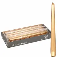 Enlightening Candles 24x Metallic gouden dinerkaarsen 25 cm 8 branduren - Geurloze kaarsen goud - Tafelkaarsen/kandelaarkaarsen