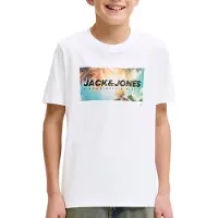 Jack & Jones JUNIOR T-shirt wit Jongens Katoen Ronde hals Logo - maat 176