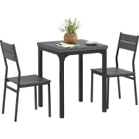 HOMCOM Eettafelset-MDF, Metaal-60L x 60B x 76H cm-Grijs