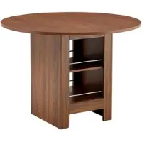 OKWISH eettafel van rundleer met twee open opbergvakken, geschikt voor 2-4 personen, keukentafel, moderne stijl, ideaal voor kleine appartementen, notenhout