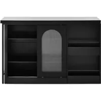 OKWISH Bartafel Met Opbergruimte En Uitschuifblad - 360 Graden Draaibaar - Voor Keuken En Koffiehoek - MDF Zwart - 121,5×40×76,7 Cm
