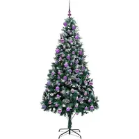 vidaXL Kunstkerstboom Groen 210 cm PVC en Staal en Kunststof