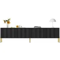 OKWISH Tv Meubel - 190x38x48 Cm - 4 Deuren 8 Vakken - Veel Opbergruimte Voor Woonkamer - Mdf En Spaanplaat Zwart