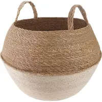 vidaXL Plantenpot met handvatten Wit Ø 45 x 36 cm 100% Zeegras
