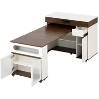 STILVORA Keukeneiland 50,5-187,5cm – Uitschuifbare Eettafel Met Stopcontacten – Met Lade En Glazen Deuren – Voor Keuken/Eetkamer – MDF – Zonder Matras – Wit Noten