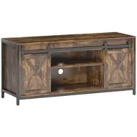 OKWISH Televisiemeubel - Industrieel - 2 Schuifdeuren - Veel Opbergruimte - Met Kabeldoorvoer - Plywood Bruin - 120 x 40 x 54 cm