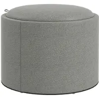 OKWISH Poef Met Opbergruimte – Rond 56 x 42 cm – Linnenlook Met MDF – Grijs – Als Zithocker En Tijdelijke Salontafel Voor Binnen