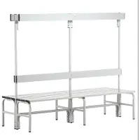 Sypro Kleedkamerbank, stalen buis/aluminium, dubbel met garderobedeel, 1500 mm lang, antraciet