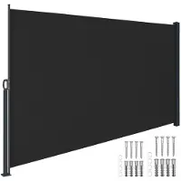 TecTake Uitschuifbaar Windscherm met Oprolmechanisme - 300 x 180 cm - Zijluifel met Aluminium Frame- Zonnescherm - Tuinscherm - Zwart Balkonscherm - Ondoorzichtbaar Privacyscherm - Markiesdoek