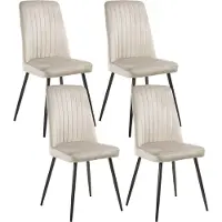 Beliani KIRBY - Eetkamerstoel set van 4 - Beige- Fluweel