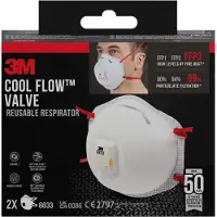 3M 7100329374 Atemschutzmasken Cool Flow 8833 FFP3 DIN EN 149:2001, A1:2009, 2 St.