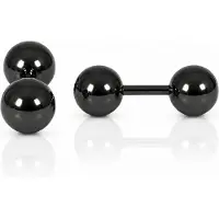 LGT JWLS LGT Jewels Stud oorbellen Dubbele Bol Zwart 4mm