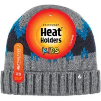 Heat Holder - Geribbelde zachte muts met pom-pom voor jongens - Pebble Melange / teal / navy