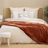 Atmosphera Plaid effen deken - 240x260cm - Roest