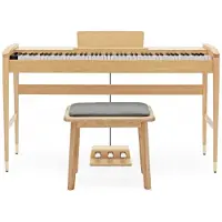 Gear4Music Keynote Contemporary Digital Piano with Bluetooth Stool Pack Light Oak