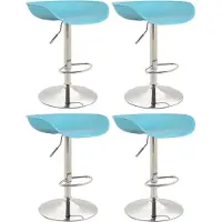 CLP Anaheim Set van 4 barkrukken - Kunststof blauw chroom