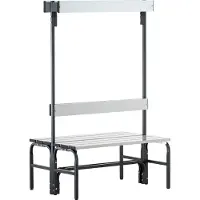 Sypro Kleedkamerbank, stalen buis/aluminium, dubbel met garderobedeel, 1015 mm lang, antraciet