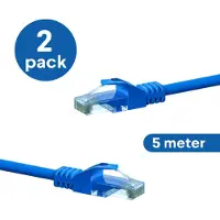 Danicom CAT6 UTP patchkabel - 5 meter blauw - CCA - 2 stuks - netwerkkabel - internetkabel - UTP kabel - RJ45 - 1000 mbit/s