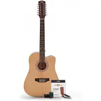 Gear4Music Dreadnought 12 String Acoustic Guitar & Accessory Pack by Natural