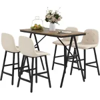HOMCOM Bartisch-Set mit verstellbare Füße 835-875V80