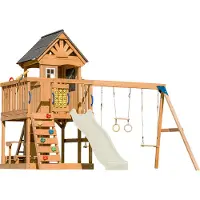 Axi Jack Speeltoestel met Dubbele Schommel en Trapeze Bruin – Crème Glijbaan