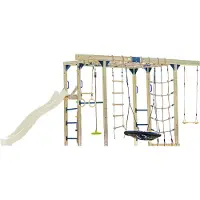 Axi Boris Klimtoestel met Schommels, Trapeze, Klimnetten en Monkey Bars – Crème Glijbaan