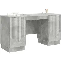 vidaXL Bureau met plank Betongrijs 142,5 x 50 x 75 cm Bewerkt hout