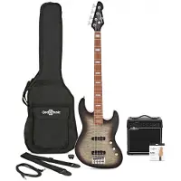 Gear4Music LA II Select Bass Guitar Black Burst 15W Bass Amp Pack
